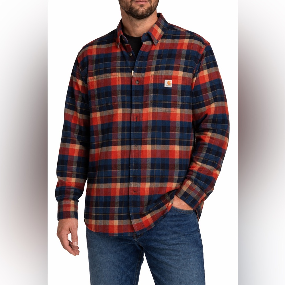 Carhartt Men’s Rugged Flex Relaxed Fit Midweight Flannel Button Down XL Tall